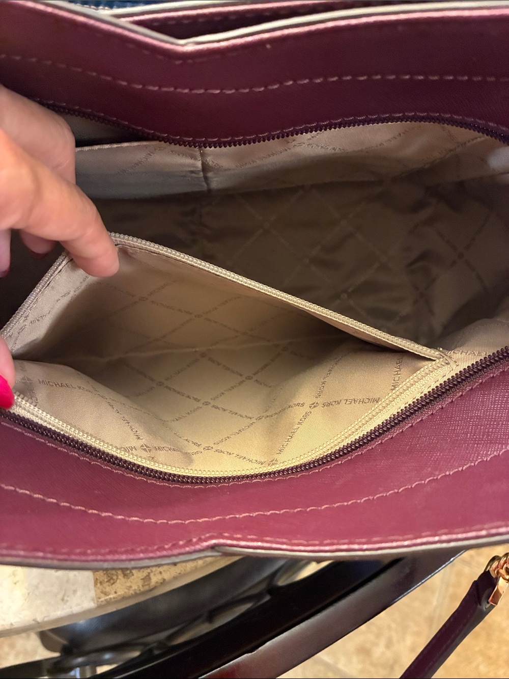 Michael Kors Burgundy/Merlot Signature Tote - Picture 9 of 12